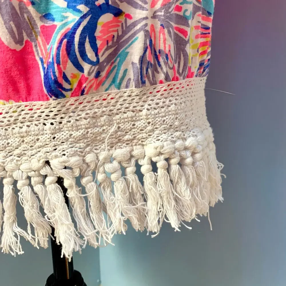 Lilly Pulitzer Alia Beach Cover-up Dress in Flamingo Pink Nice Stems Size Small - Picture 6 of 11